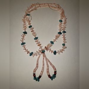 Santa Dominga Red-lip Shell & Turquoise Necklace